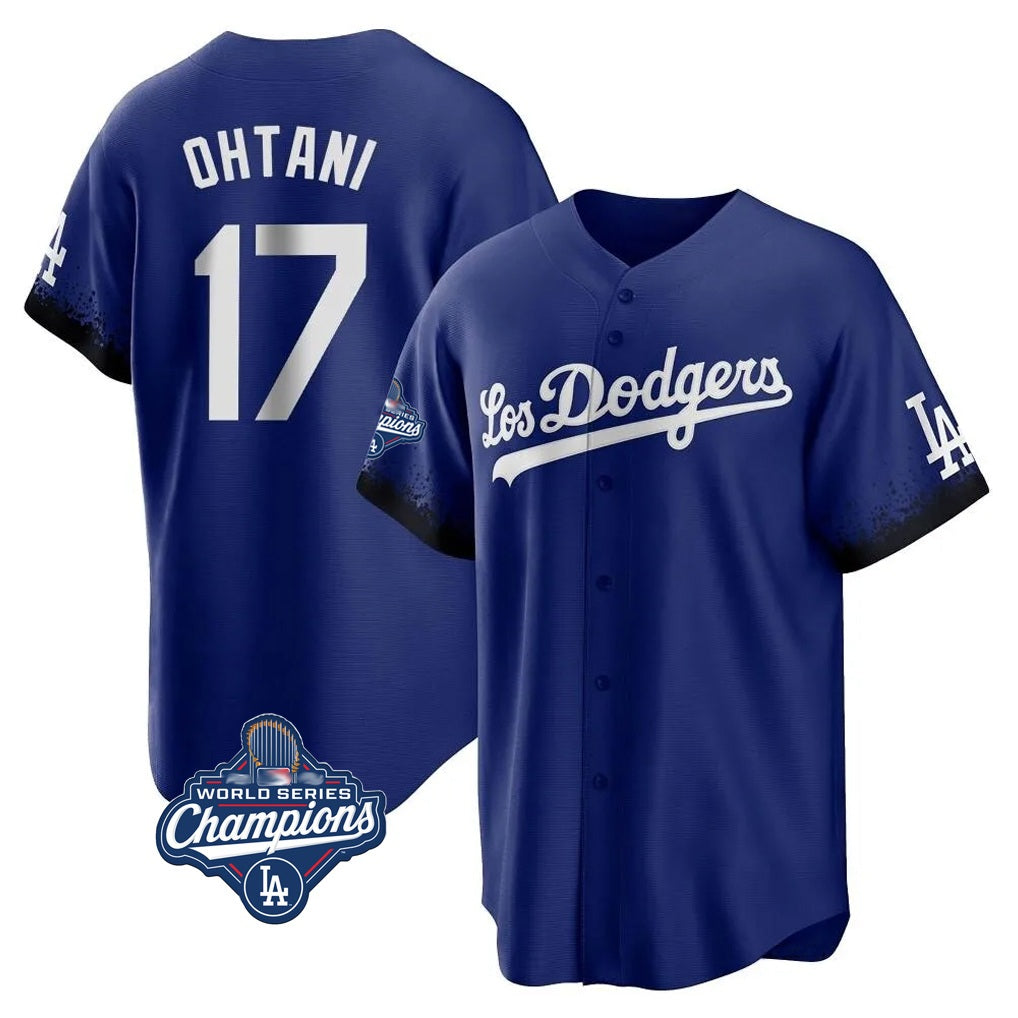 Los Angeles Dodgers #17 Shohei Ohtani Player Royal FEDASGOGE World Series Meet City Connect Home Game Stitched Jerseys