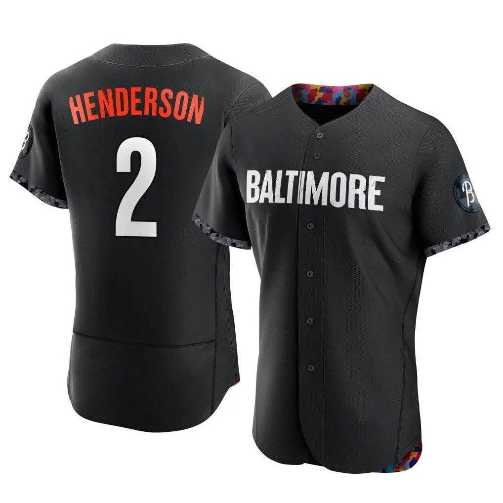 Baltimore Orioles #2 Gunnar Henderson Player Black FEDASGOGE City Connect Limited Elite Home Game Stitched Jerseys