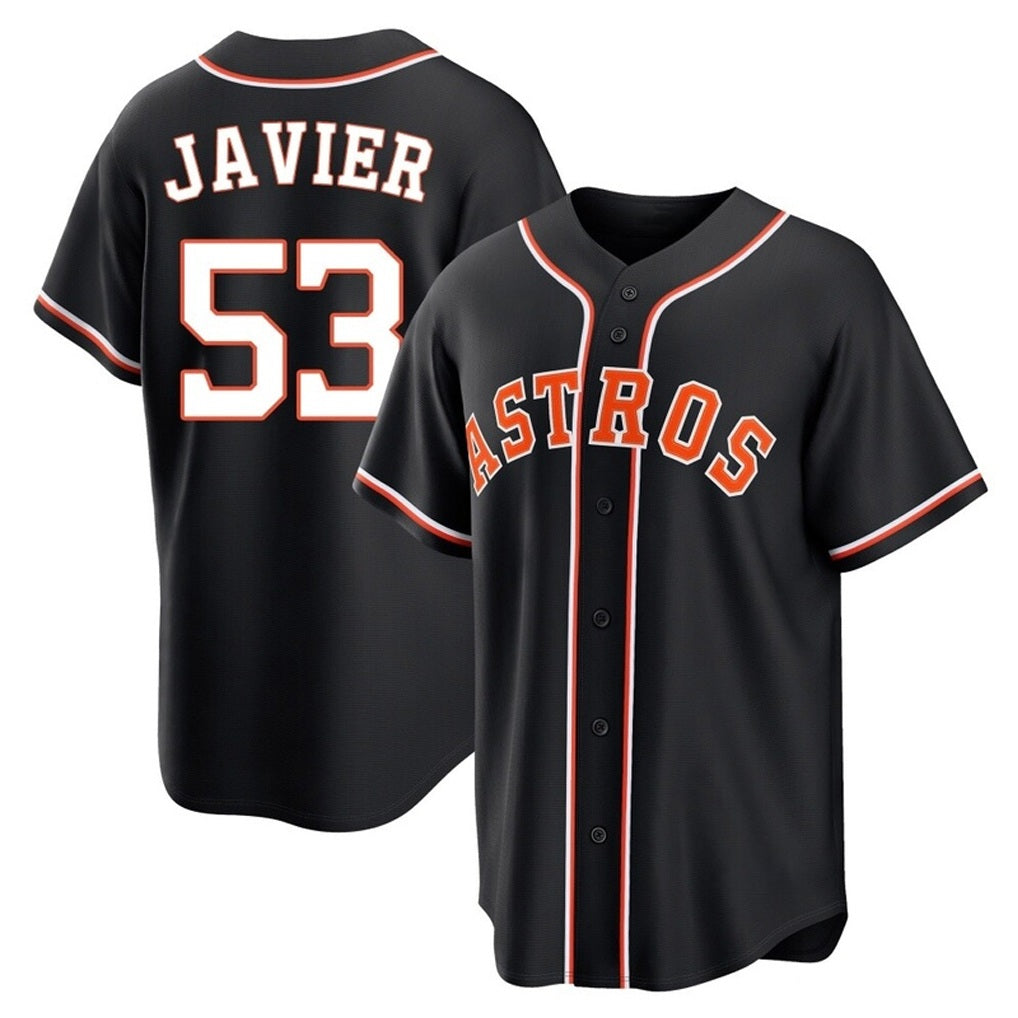 Houston Astros #53 Cristian Javier Player Black FEDASGOGE Fashion Out Home Game Stitched Jerseys