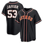 Houston Astros #53 Cristian Javier Player Black FEDASGOGE Fashion Out Home Game Stitched Jerseys