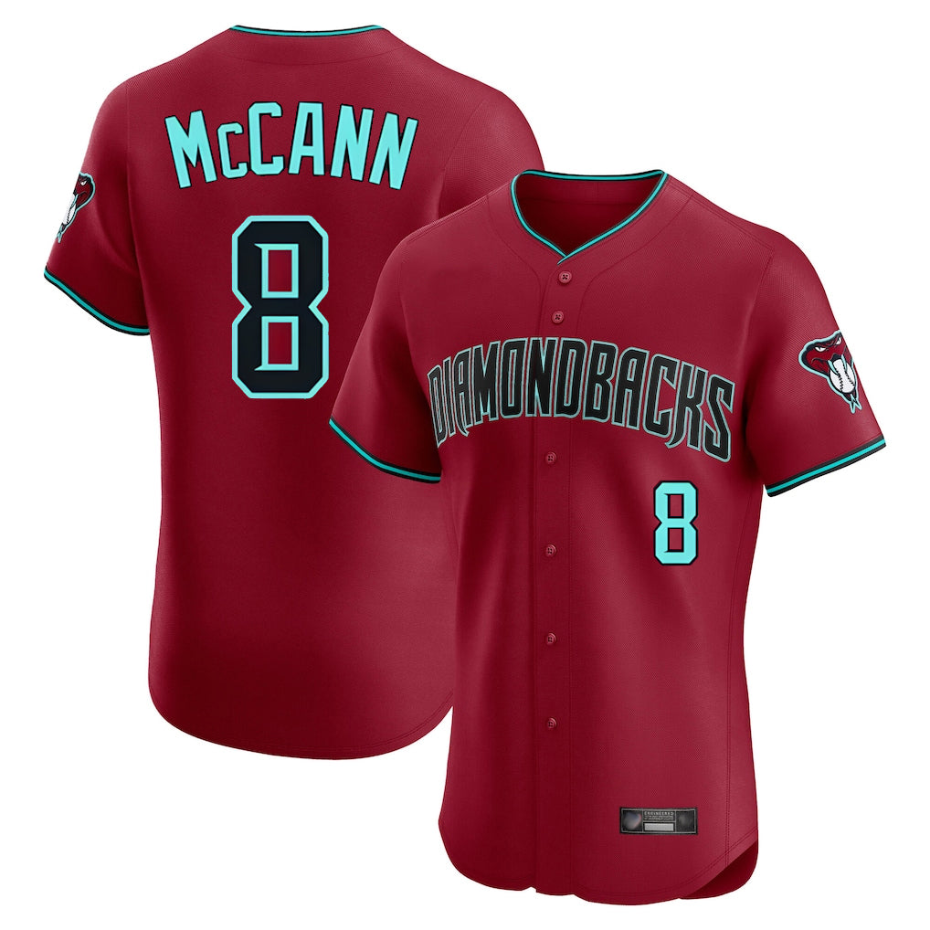 Arizona Diamondbacks #8 James McCann Player Red FEDASGOGE Limited Elite Home Game Stitched Jerseys