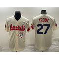 Los Angeles Angels #27 Mike Trout Number Cream FEDASGOGE 2022 City Connect Cool Base Stitched Jersey