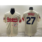 Los Angeles Angels #27 Mike Trout Number Cream FEDASGOGE 2022 City Connect Cool Base Stitched Jersey
