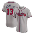 Atlanta Braves #13 Ronald Acuna Jr Player Gray FEDASGOGE Limited Elite Home Game Stitched Jerseys