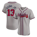 Atlanta Braves #13 Ronald Acuna Jr Player Gray FEDASGOGE Limited Elite Home Game Stitched Jerseys