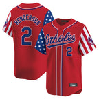Baltimore Orioles #2 Gunnar Henderson Player Red FEDASGOGE Independence Day Vapor Premier Limited Home Game Stitched Jerseys