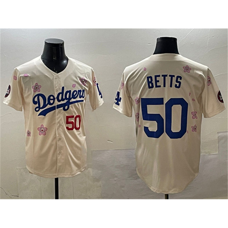 Los Angeles Dodgers #50 Mookie Betts Cream FEDASGOGE 2025 Tokyo Series Limited Stitched Jersey