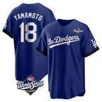 Los Angeles Dodgers #18 Yoshinobu Yamamoto Player Royal FEDASGOGE World Series City Connect Home Game Stitched Jerseys
