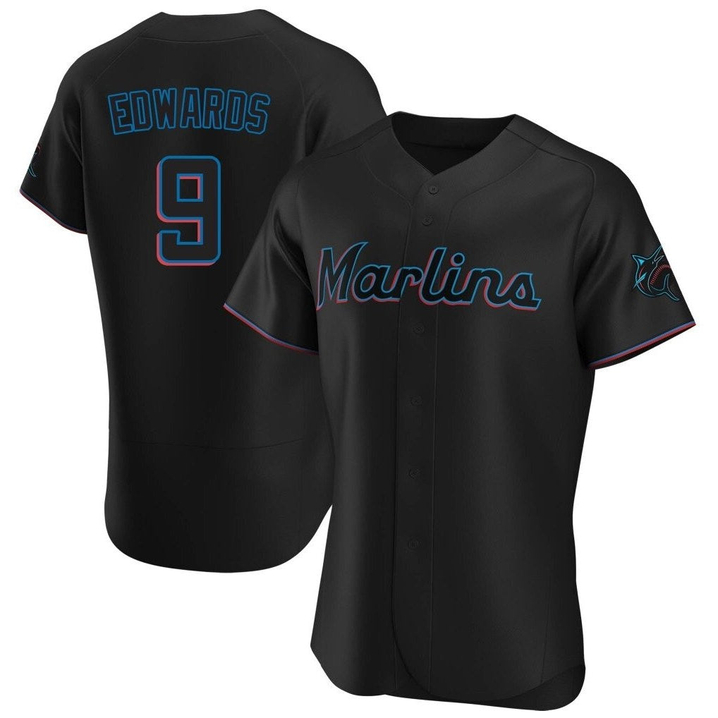 Miami Marlins #9 Xavier Edwards Player Black FEDASGOGE Home Limited Elite Stitched Jerseys