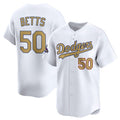 Los Angeles Dodgers #50 Mookie Betts White FEDASGOGE 2025 Gold Collection Limited Stitched Jersey