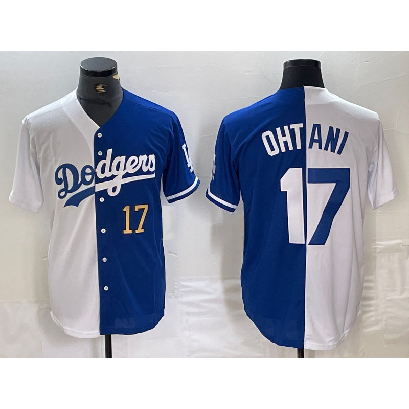 Los Angeles Dodgers #17 Shohei Ohtani Number White Blue FEDASGOGE Two Tone Stitched Jerseys