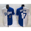 Los Angeles Dodgers #17 Shohei Ohtani Number White Blue FEDASGOGE Two Tone Stitched Jerseys