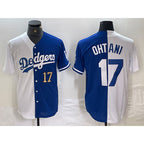 Los Angeles Dodgers #17 Shohei Ohtani Number White Blue FEDASGOGE Two Tone Stitched Jerseys