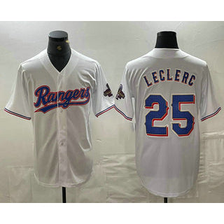 Texas Rangers #25 Jose Leclerc White FEDASGOGE 2024 Gold Collection Limited Cool Base Jersey