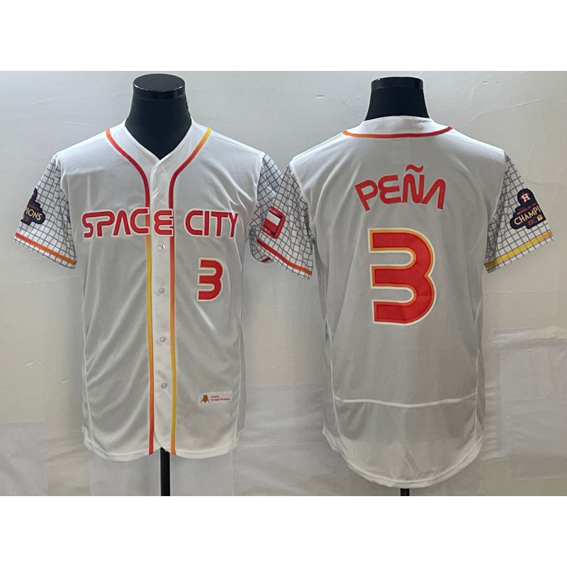 Houston Astros #3 Jeremy Pena Number White FEDASGOGE 2023 City Connect Flex Base Stitched Jersey 3