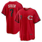 Cincinnati Reds #7 Spencer Steer Red FEDASGOGE 2026 City Connect Stadium Jersey