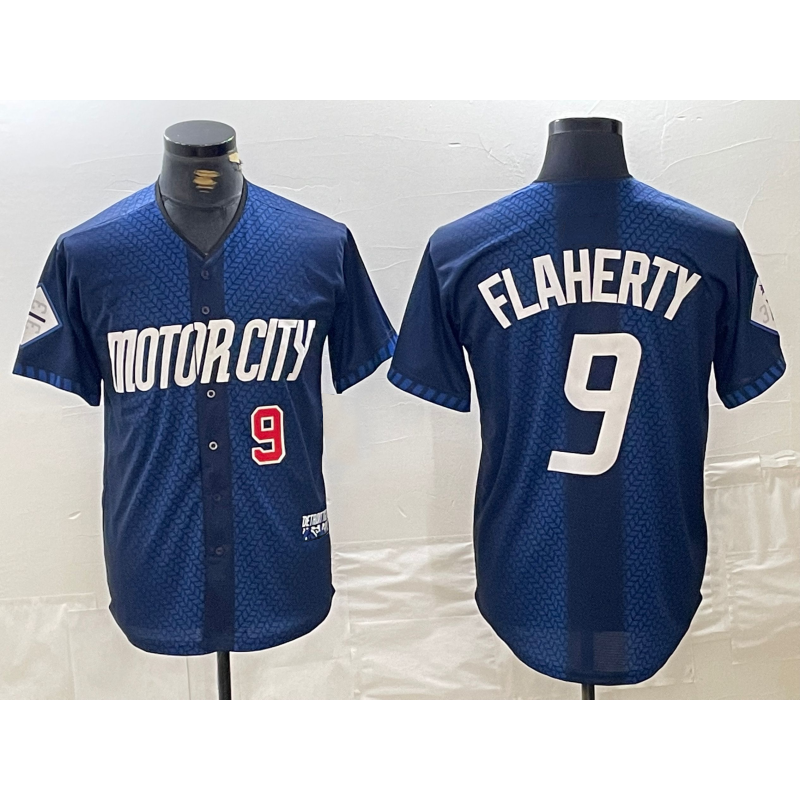 Detroit Tigers #9 Jack Flaherty Number 2024 Navy FEDASGOGE City Connect Cool Base Limited Stitched Jersey