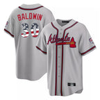 Atlanta Braves #30 Drake Baldwin Player Gray FEDASGOGE USA 250 Fourth Of July Limited Home Game Stitched Jerseys