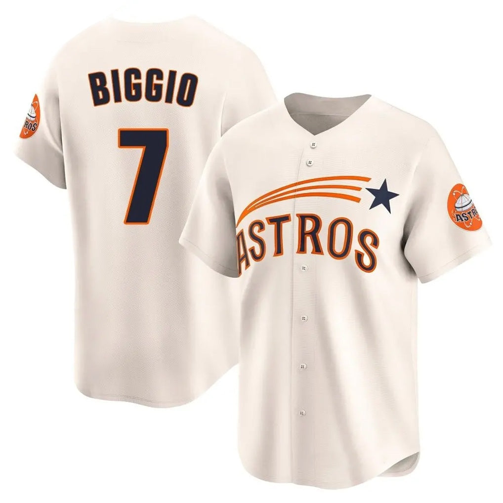 Houston Astros #7 Craig Biggio Player Cream FEDASGOGE Throwback Cooperstown Collection Limited Stitched Jerseys