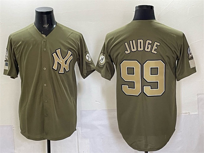 New York Yankees #99 Aaron Judge Olive FEDASGOGE 2026 Armed Forces Day Stitched Jersey