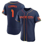 Houston Astros #1 Carlos Correa Player Navy FEDASGOGE City Connect Limited Elite Home Stitched Jerseys