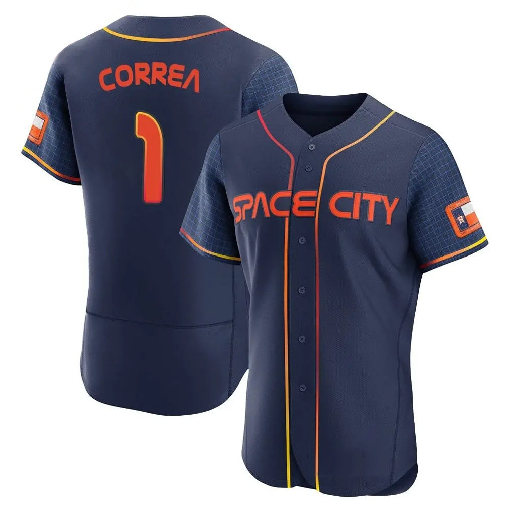 Houston Astros #1 Carlos Correa Player Navy FEDASGOGE City Connect Limited Elite Home Stitched Jerseys