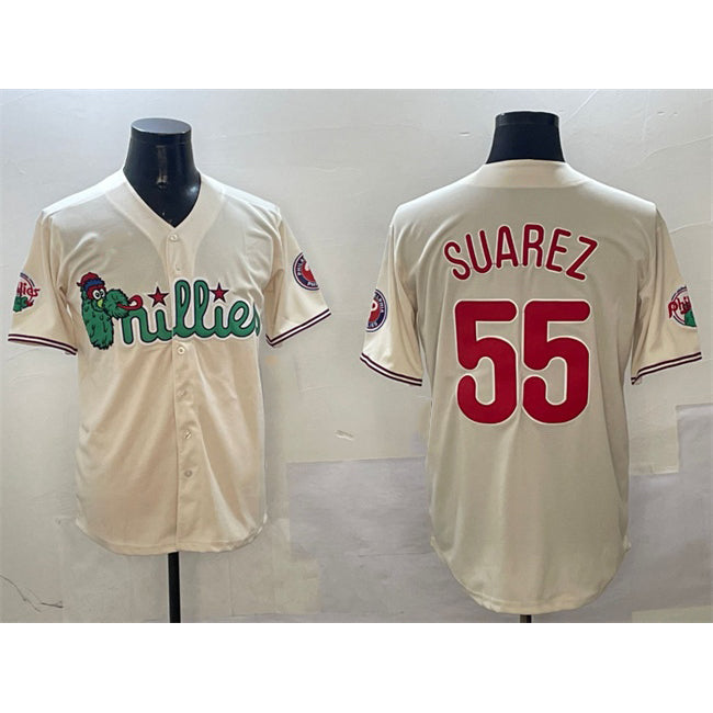 Philadelphia Phillies #55 Ranger Su¨¢rez Cream FEDASGOGE Phanatic Limited Stitched Jersey