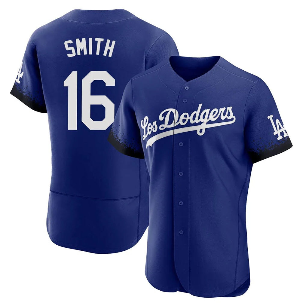 Los Angeles Dodgers #16 Will Smith Player Royal FEDASGOGE City Connect Elite Home Stitched Jerseys