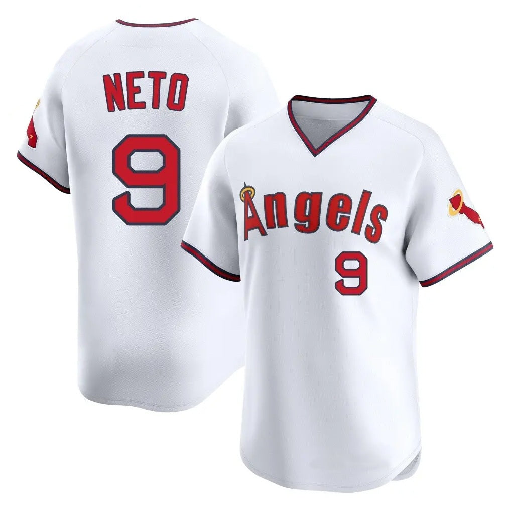 Los Angeles Angels #9 Zach Neto Player White FEDASGOGE T-shirt Home Limited Stitched Jerseys