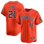 Houston Astros #21 Yainer Diaz Player Orange FEDASGOGE Home Limited Stitched Jerseys
