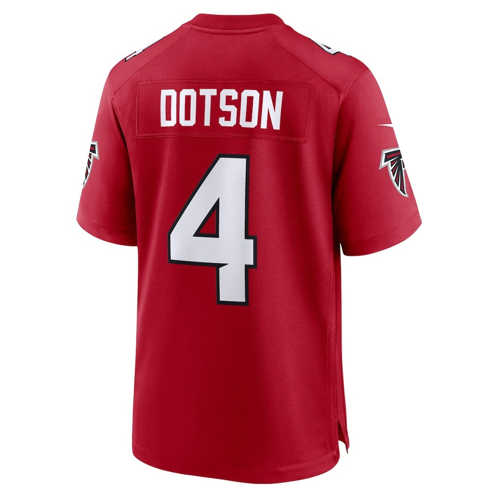 A.Falcons #4 Jahan Dotson Red FEDASGOGE Team Game Jersey