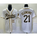 Pittsburgh Pirates #21 Roberto Clemente Number White FEDASGOGE Cool Base Stitched Jersey