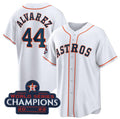 Houston Astros #44 Yordan Alvarez White FEDASGOGE 2022 World Series Champions Home Stitched Jersey
