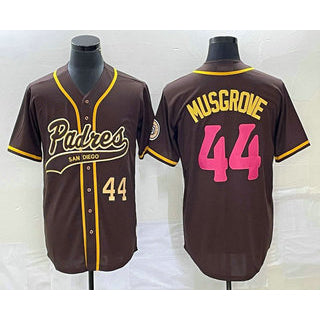 San Diego Padres #44 Joe Musgrove Number Brown FEDASGOGE NEW 2023 City Connect Cool Base Stitched Jersey