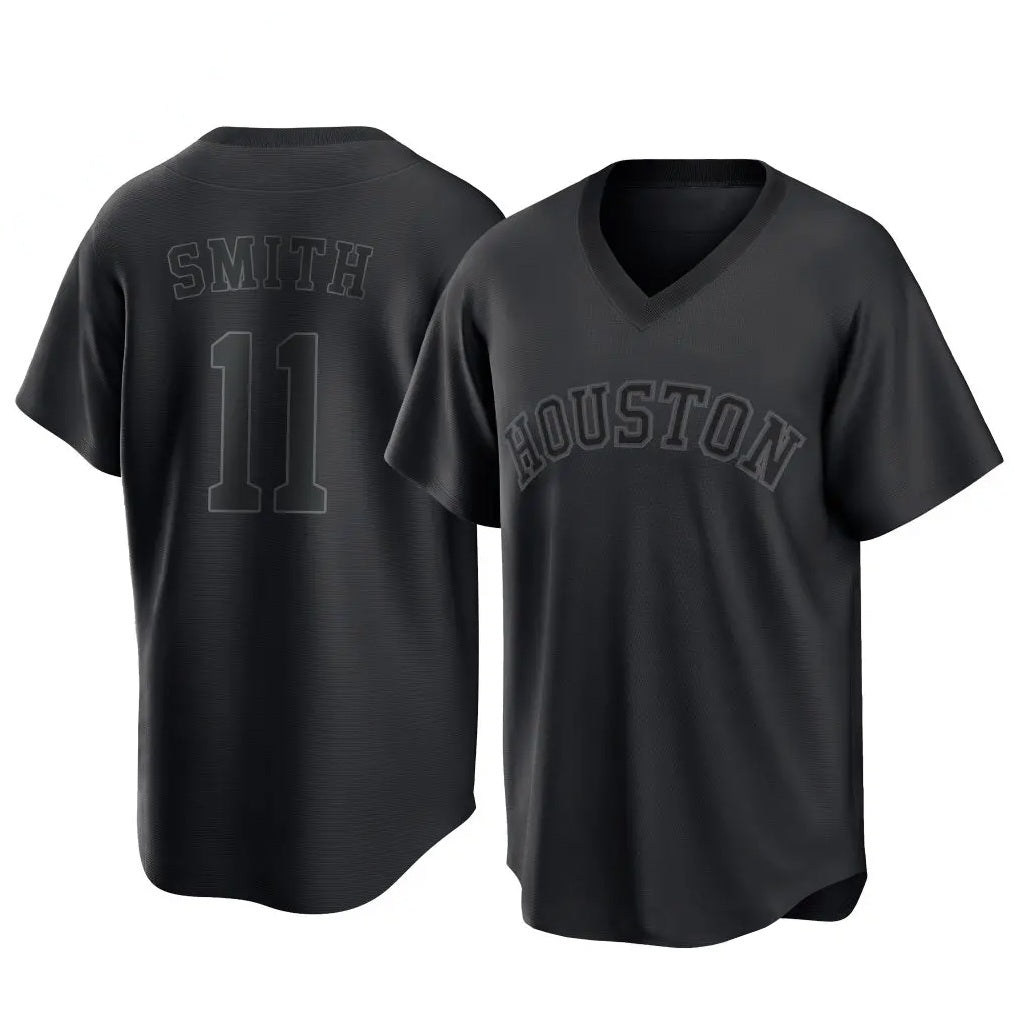 Houston Astros #11 Cam Smith Player Black FEDASGOGE Fashion T-shirt Home Game Stitched Jerseys