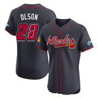 Atlanta Braves #28 Matt Olson Player Navy FEDASGOGE 2025 Speedway Classic Limited Elite Home Game Stitched Jerseys