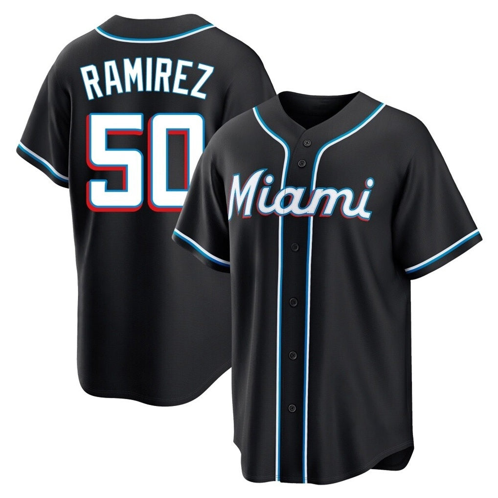 Miami Marlins #50 Agustin Ramirez Player Black FEDASGOGE Fashion Out Home Game Stitched Jerseys
