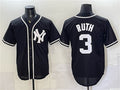 New York Yankees #3 Babe Ruth 2026 Fashion Replica Black FEDASGOGE Out Stitched Jersey