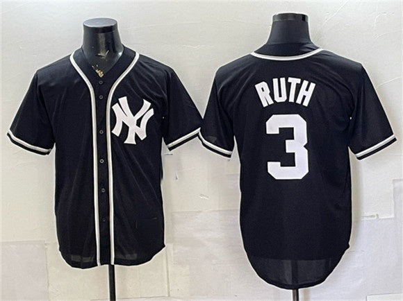 New York Yankees #3 Babe Ruth 2026 Fashion Replica Black FEDASGOGE Out Stitched Jersey