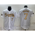 Atlanta Braves #7 Dansby Swanson White FEDASGOGE Number 2022 All Star Stitched Flex Base Jersey