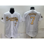 Atlanta Braves #7 Dansby Swanson White FEDASGOGE Number 2022 All Star Stitched Flex Base Jersey