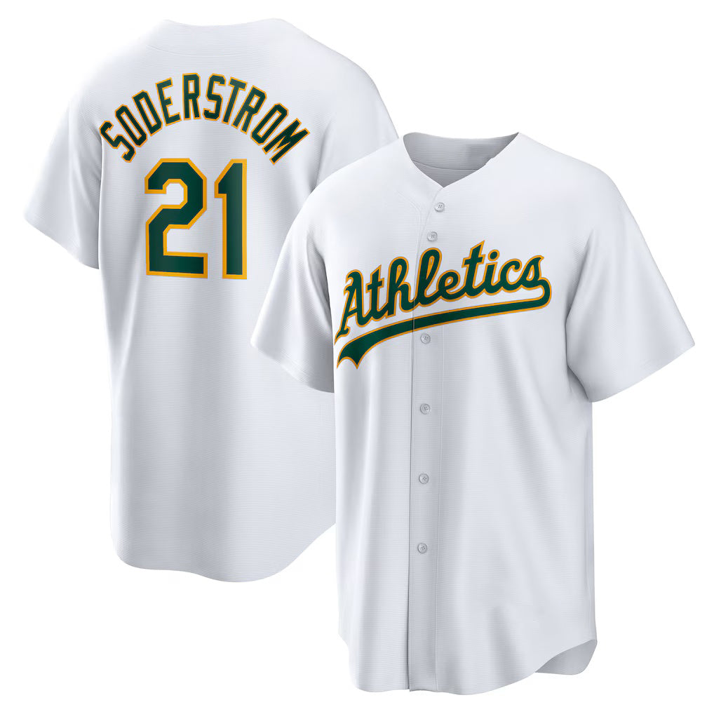 Oakland Athletics #21 Tyler Soderstrom White FEDASGOGE Home Replica Jersey 2