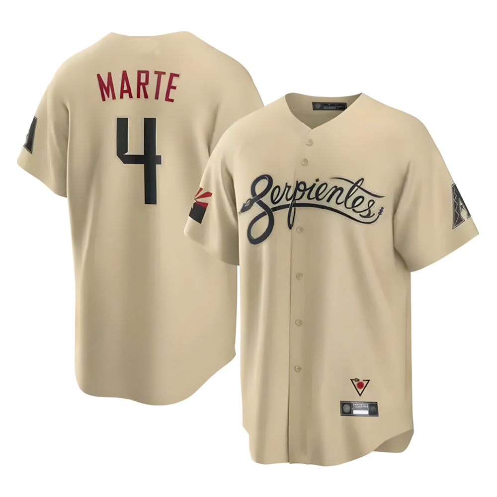 Arizona Diamondbacks #4 Ketel Marte Player Tan FEDASGOGE City Connect Home Game Stitched Jerseys