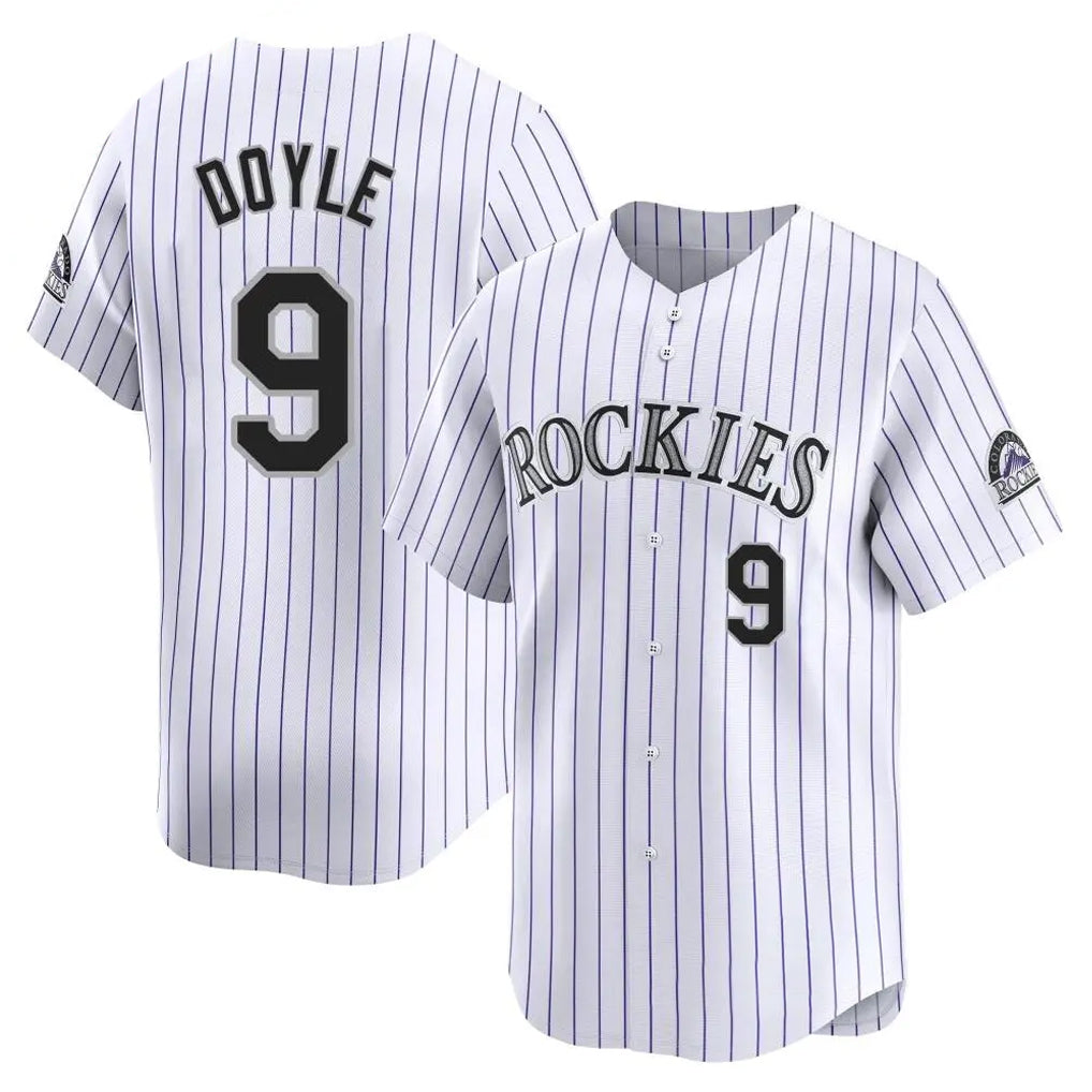 Colorado Rockies #9 Brenton Doyle Player White FEDASGOGE Limited Home Stitched Jerseys