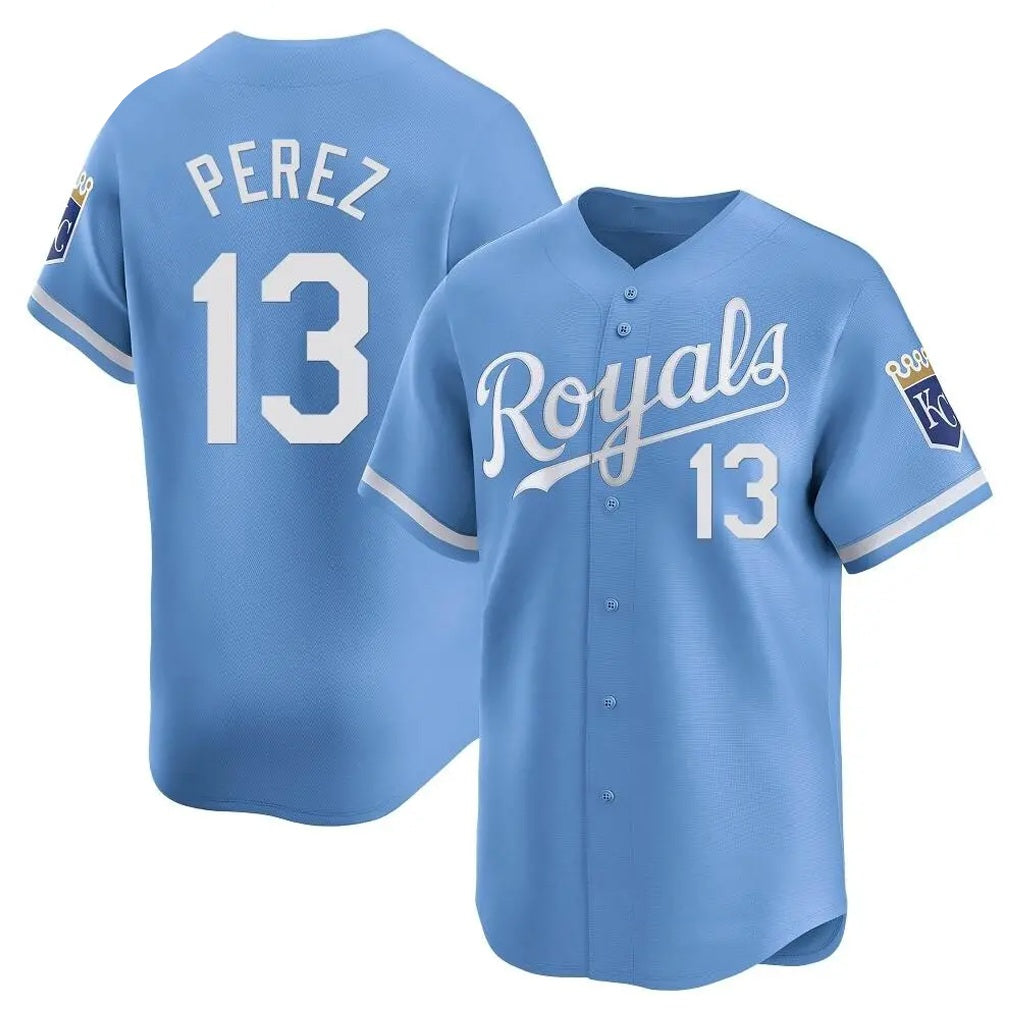 Kansas City Royals #13 Salvador Perez Player Light Blue FEDASGOGE Alt Limited Home Stitched Jerseys
