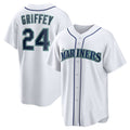 Seattle Mariners #24 Ken Griffey Jr. White FEDASGOGE Retired Player Replica Jersey
