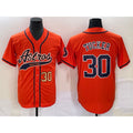 Houston Astros #30 Kyle Tucker Number Orange FEDASGOGE With Patch Cool Base Stitched Jersey