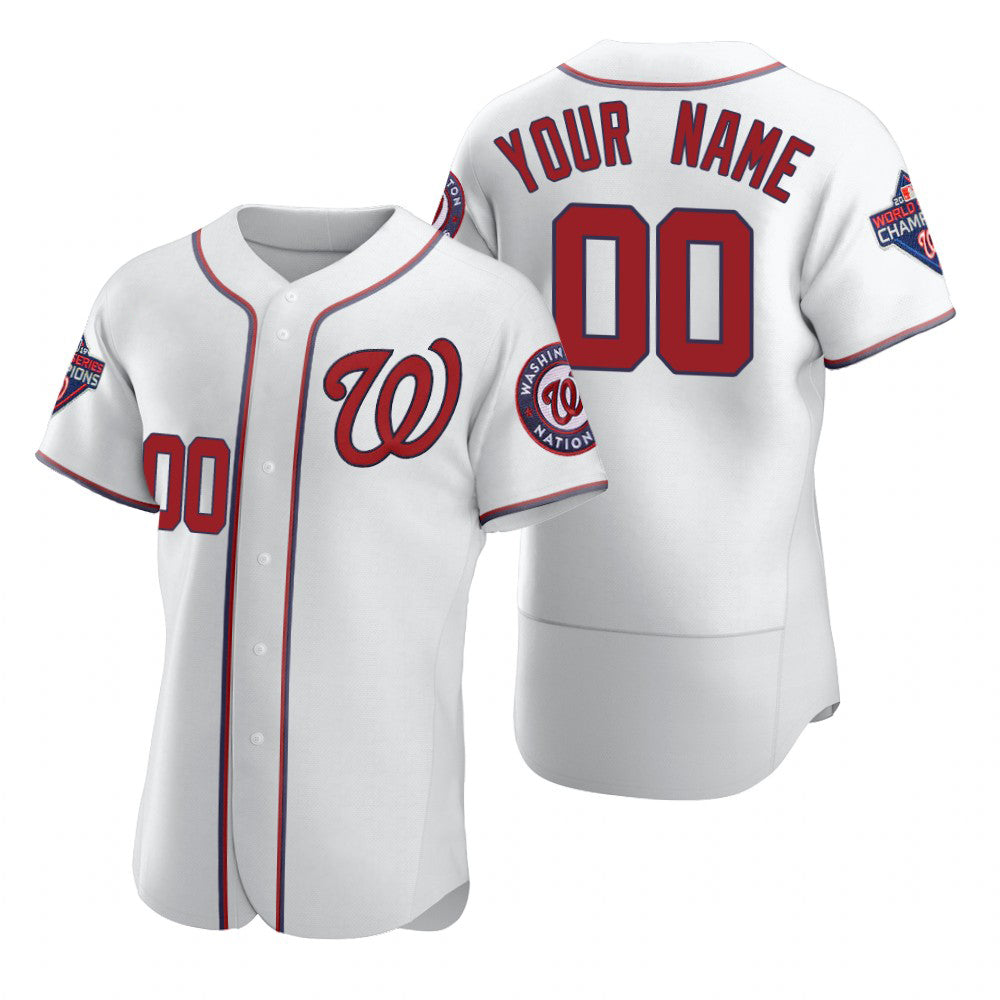 Custom Washington Nationals White FEDASGOGE 2020 Stitched Flex Base Jersey