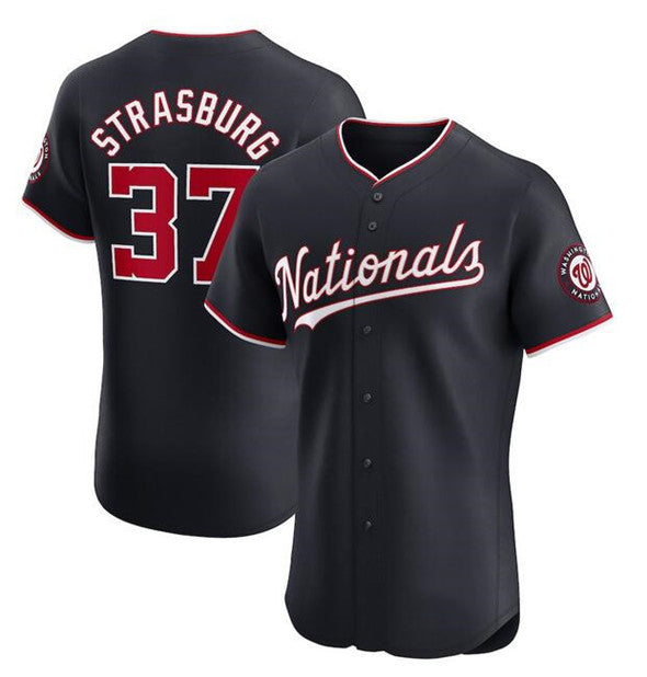 Washington Nationals #37 Stephen Strasburg Navy FEDASGOGE Alternate Elite Stitched Jersey