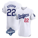 Los Angeles Dodgers #22 Clayton Kershaw Player White FEDASGOGE World Series Meet Limited Elite Stitched Jerseys